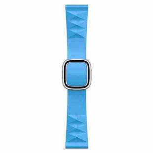 Modern Style Silicone Watch Band For Apple Watch Series 8&7 41mm / SE 2&6&SE&5&4 40mm / 3&2&1 38mm, Style:Silver Buckle(Lake Blue)