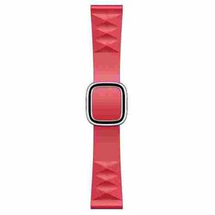 Modern Style Silicone Watch Band For Apple Watch Series 8&7 41mm / SE 2&6&SE&5&4 40mm / 3&2&1 38mm, Style:Silver Buckle(Red)