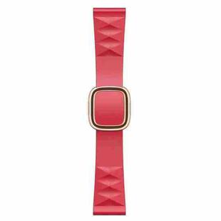 Modern Style Silicone Watch Band For Apple Watch Ultra 49mm&Watch Ultra 2 49mm / Series 9&8&7 45mm / SE 3&SE 2&6&SE&5&4 44mm / 3&2&1 42mm, Style:Rose Gold Buckle(Red)