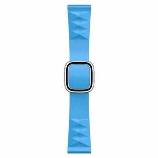 Modern Style Silicone Watch Band For Apple Watch Ultra 49mm&Watch Ultra 2 49mm / Series 9&8&7 45mm / SE 3&SE 2&6&SE&5&4 44mm / 3&2&1 42mm, Style:Silver Buckle(Lake Blue)
