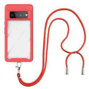 For Google Pixel 6 Pro Starry Sky Solid Color Series Shockproof PC + TPU Protective Case with Neck Strap(Red)