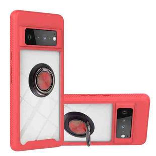 For Google Pixel 6 Pro Starry Sky Solid Color Series Shockproof PC + TPU Protective Case with Ring Holder & Magnetic Function(Red)