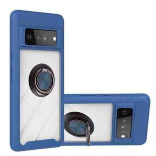 For Google Pixel 6 Pro Starry Sky Solid Color Series Shockproof PC + TPU Protective Case with Ring Holder & Magnetic Function(Blue)