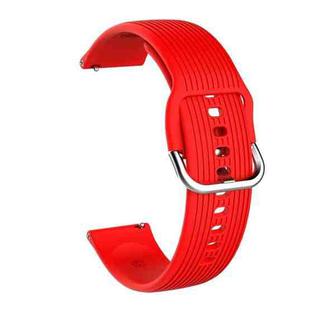 20mm Vertical Texture Silicone Watch Band(Red)