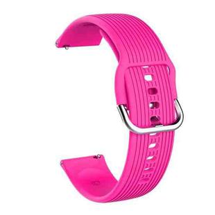 20mm Vertical Texture Silicone Watch Band(Rose Red)