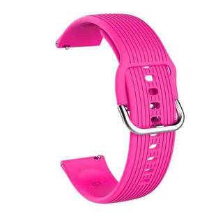 22mm Vertical Texture Silicone Watch Band(Rose Red)