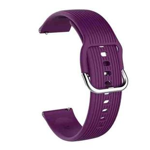 22mm Vertical Texture Silicone Watch Band(Purple)