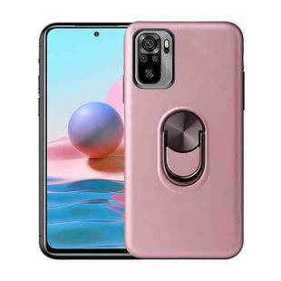 For Xiaomi Redmi Note 10 4G 360 Rotary Multifunctional Stent PC+TPU Case with Magnetic Invisible Holder(Rose Gold)
