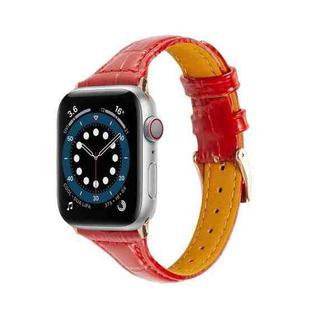 Crocodile Texture Leather Watch Band For Apple Watch Series 8&7 41mm / SE 2&6&SE&5&4 40mm / 3&2&1 38mm(Red)