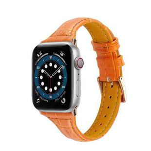 Crocodile Texture Leather Watch Band For Apple Watch Series 8&7 41mm / SE 2&6&SE&5&4 40mm / 3&2&1 38mm(Orange)