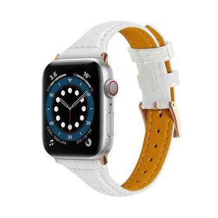 Crocodile Texture Leather Watch Band For Apple Watch Series 8&7 41mm / SE 2&6&SE&5&4 40mm / 3&2&1 38mm(White)