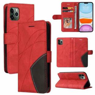 For iPhone 11 Pro Dual-color Splicing Horizontal Flip PU Leather Case with Holder & Card Slots & Wallet (Red)
