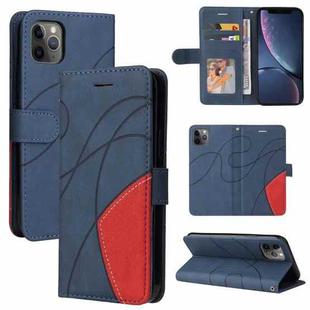 For iPhone 11 Pro Max Dual-color Splicing Horizontal Flip PU Leather Case with Holder & Card Slots & Wallet (Blue)