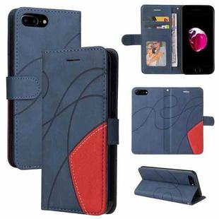 Dual-color Splicing Horizontal Flip PU Leather Case with Holder & Card Slots & Wallet For iPhone 8 Plus / 7 Plus(Blue)