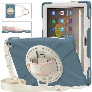 For Amazon Kindle Fire HD 10 2021 Silicone + PC Protective Case with Holder & Shoulder Strap(Cornflower Blue)