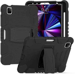 For iPad Pro 11 2022 / 2021 / 2020 / 2018 3-Layer Protection Screen Frame + PC + Silicone Shockproof Combination Tablet Case with Holder(Black+Black)
