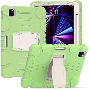 For iPad Pro 11 2022 / 2021 / 2020 / 2018 3-Layer Protection Screen Frame + PC + Silicone Shockproof Combination Tablet Case with Holder(Matcha Green)