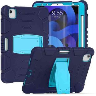 3-Layer PC + Silicone Shockproof Tablet Case with Holder For iPad Air 2020 / 2022 10.9 / Pro 11 2022 / 2021 / 2020 / 2018(NavyBlue+Blue)