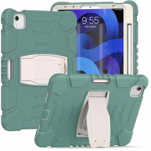 3-Layer PC + Silicone Shockproof Tablet Case with Holder For iPad Air 2020 / 2022 10.9 / Pro 11 2022 / 2021 / 2020 / 2018(Emerald Green)