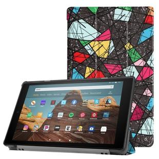 For Amazon Kindle Fire HD 10 2017 / 2019 Colored Drawing Horizontal Flip Leather Case with Three-folding Holder & Sleep / Wake-up Function(Church Window)