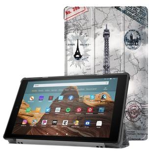 For Amazon Kindle Fire HD 10 2017 / 2019 Colored Drawing Horizontal Flip Leather Case with Three-folding Holder & Sleep / Wake-up Function(Eiffel Tower)