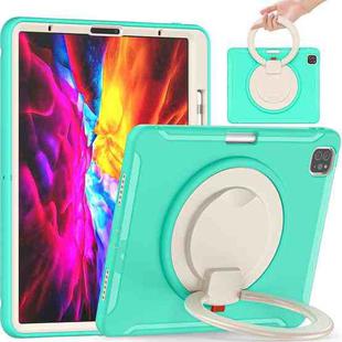 Shockproof TPU + PC Protective Case with 360 Degree Rotation Foldable Handle Grip Holder & Pen Slot For iPad Pro 12.9 2020 / 2018(Mint Green)