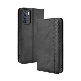 For OPPO Reno6 5G Magnetic Buckle Retro Crazy Horse Texture Horizontal Flip Leather Case with Holder & Card Slots & Photo Frame(Black)