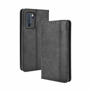 For OPPO Reno6 Pro 5G Magnetic Buckle Retro Crazy Horse Texture Horizontal Flip Leather Case with Holder & Card Slots & Photo Frame(Black)