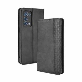 For OPPO Reno6 Pro+ 5G Magnetic Buckle Retro Crazy Horse Texture Horizontal Flip Leather Case with Holder & Card Slots & Photo Frame(Black)
