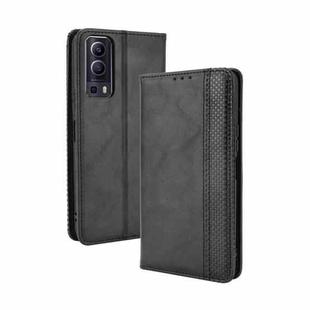 For vivo Y72 5G / iQOO Z3 5G Magnetic Buckle Retro Crazy Horse Texture Horizontal Flip Leather Case with Holder & Card Slots & Photo Frame(Black)