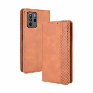 For Xiaomi Redmi Note 10 Pro 5G / Poco X3 GT Magnetic Buckle Retro Crazy Horse Texture Horizontal Flip Leather Case with Holder & Card Slots & Photo Frame(Brown)