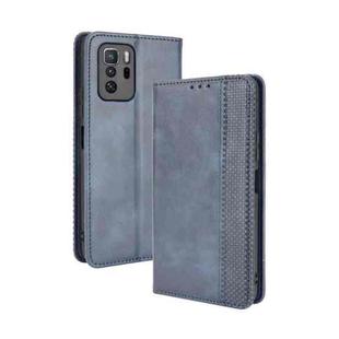 For Xiaomi Redmi Note 10 Pro 5G / Poco X3 GT Magnetic Buckle Retro Crazy Horse Texture Horizontal Flip Leather Case with Holder & Card Slots & Photo Frame(Blue)