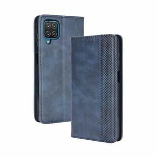For Samsung Galaxy M32 Magnetic Buckle Retro Crazy Horse Texture Horizontal Flip Leather Case with Holder & Card Slots & Photo Frame(Blue)