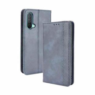 For OnePlus Nord CE 5G Magnetic Buckle Retro Crazy Horse Texture Horizontal Flip Leather Case with Holder & Card Slots & Photo Frame(Blue)