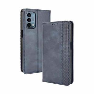For OnePlus Nord N200 5G Magnetic Buckle Retro Crazy Horse Texture Horizontal Flip Leather Case with Holder & Card Slots & Photo Frame(Blue)