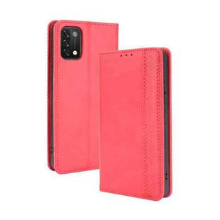 For Umidigi A11 Magnetic Buckle Retro Crazy Horse Texture Horizontal Flip Leather Case with Holder & Card Slots & Photo Frame(Red)