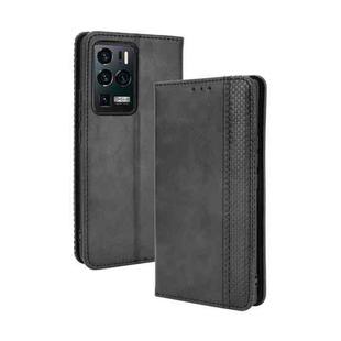 For ZTE Axon 30 Ultra 5G Magnetic Buckle Retro Crazy Horse Texture Horizontal Flip Leather Case with Holder & Card Slots & Photo Frame(Black)