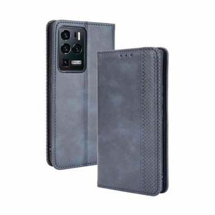 For ZTE Axon 30 Ultra 5G Magnetic Buckle Retro Crazy Horse Texture Horizontal Flip Leather Case with Holder & Card Slots & Photo Frame(Blue)