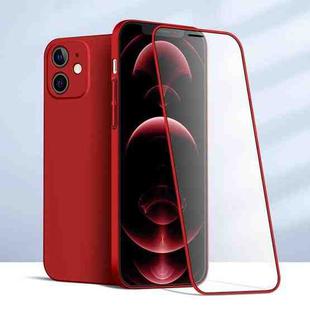 For iPhone 12 TOTUDESIGN AA-172 Dazzling Series Frosted PC Case with Tempered Glass Film(Red)