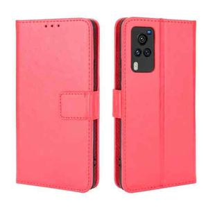 For vivo X60 Pro Overseas Version / X60 5G Curved Surface Version Crazy Horse Texture Horizontal Flip Leather Case with Holder & Card Slots & Lanyard(Red)