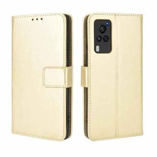 For vivo X60 Pro Overseas Version / X60 5G Curved Surface Version Crazy Horse Texture Horizontal Flip Leather Case with Holder & Card Slots & Lanyard(Gold)