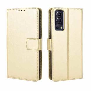 For vivo Y72 5G / iQOO Z3 Crazy Horse Texture Horizontal Flip Leather Case with Holder & Card Slots & Lanyard(Gold)