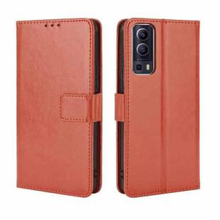 For vivo Y72 5G / iQOO Z3 Crazy Horse Texture Horizontal Flip Leather Case with Holder & Card Slots & Lanyard(Brown)