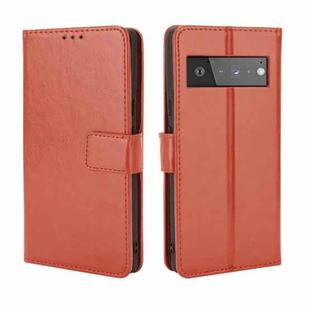 For Google Pixel 6 Pro Crazy Horse Texture Horizontal Flip Leather Case with Holder & Card Slots & Lanyard(Brown)