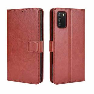 For Samsung Galaxy A03s 164mm Crazy Horse Texture Horizontal Flip Leather Case with Holder & Card Slots & Lanyard(Brown)