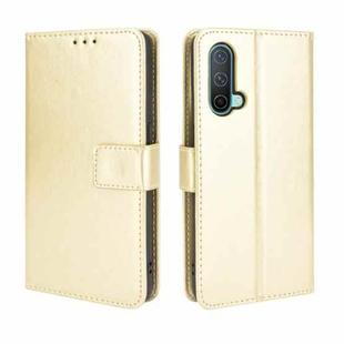 For OnePlus Nord CE 5G Crazy Horse Texture Horizontal Flip Leather Case with Holder & Card Slots & Lanyard(Gold)