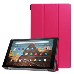 For Amazon Kindle Fire HD 10 2017 / 2019Custer Texture Horizontal Flip Leather Case with Three-folding Holder & Sleep / Wake-up Function(Rose Red)