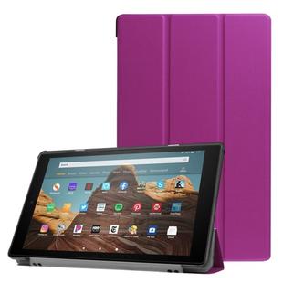 For Amazon Kindle Fire HD 10 2017 / 2019Custer Texture Horizontal Flip Leather Case with Three-folding Holder & Sleep / Wake-up Function(Purple)