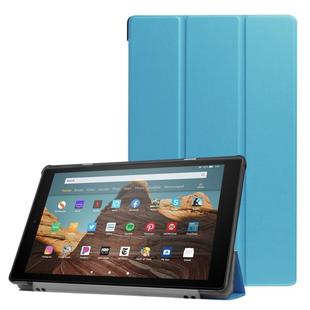 For Amazon Kindle Fire HD 10 2017 / 2019Custer Texture Horizontal Flip Leather Case with Three-folding Holder & Sleep / Wake-up Function(Sky Blue)