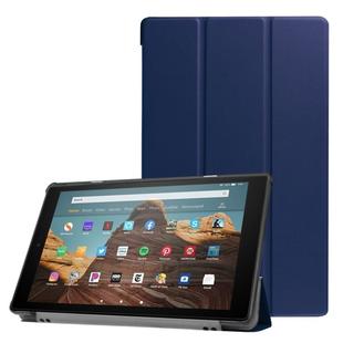 For Amazon Kindle Fire HD 10 2017 / 2019Custer Texture Horizontal Flip Leather Case with Three-folding Holder & Sleep / Wake-up Function(Dark Blue)